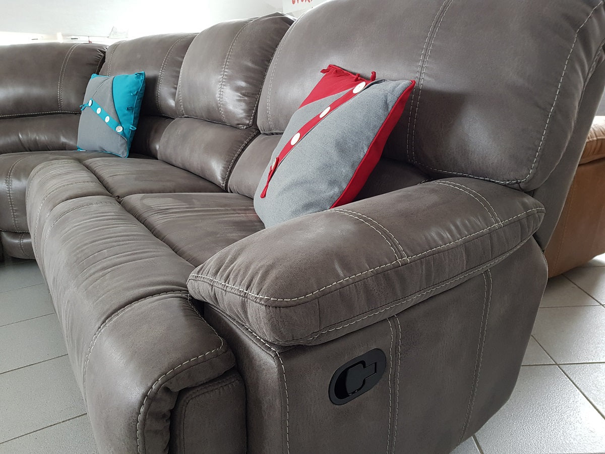 Guvnor Set, 3 and 2 Seater Recliner Sofas In Grey-3 seater recliner sofa-Harveys-Against The Grain Furniture