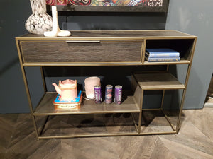 Habufa City Console Table in Carbon Coloured Oak and Metal-consol table-Habufa-Carbon Stained Oak-Against The Grain Furniture