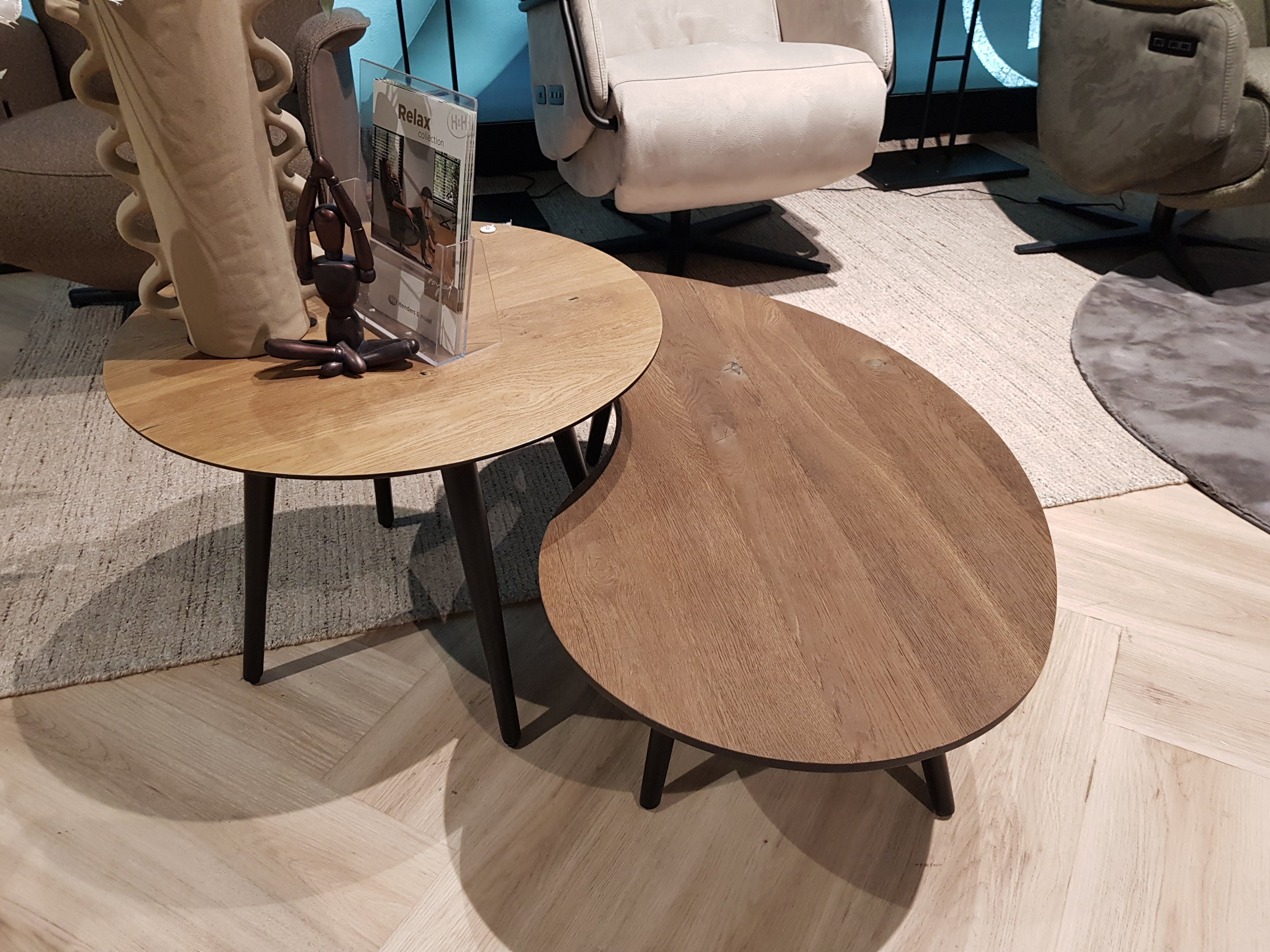 Habufa Maze Smoked Oak Side and Coffee Tables in Different Sizes-Coffee and side table-Habufa-40 cm round-32 cms High-Against The Grain Furniture