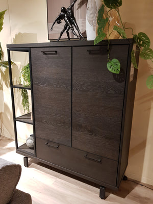 Ridgefield Urban Oak Highboard Cabinet in Anthracite