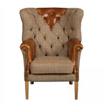 Buckingham Harris Tweed and Leather Accent Chair.-harris tweed accent chairs-Against The Grain Furniture-Chair-Against The Grain Furniture