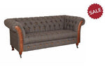 Chester Club Morland Harris Tweed and Leather Sofas-Chesterfield sofa-Carlton Vintage-2 Seater-Against The Grain Furniture