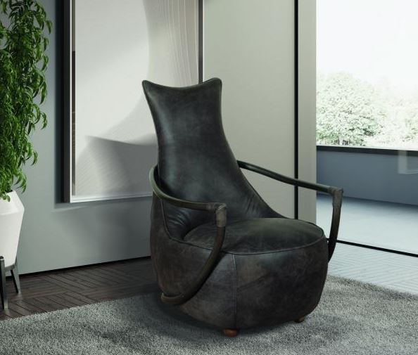 Dallas Leather Chair in Grey Aniline Hide