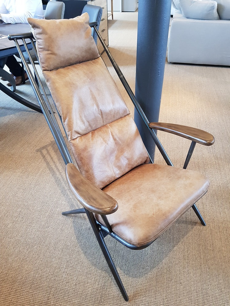 Ely Retro Leather and Wool Chair