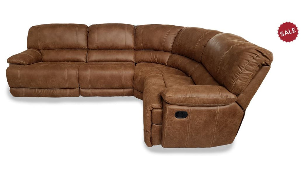 Guvnor 4 Piece Corner Group In Tan-Corner recliner sofa-Harveys-Electric-Against The Grain Furniture