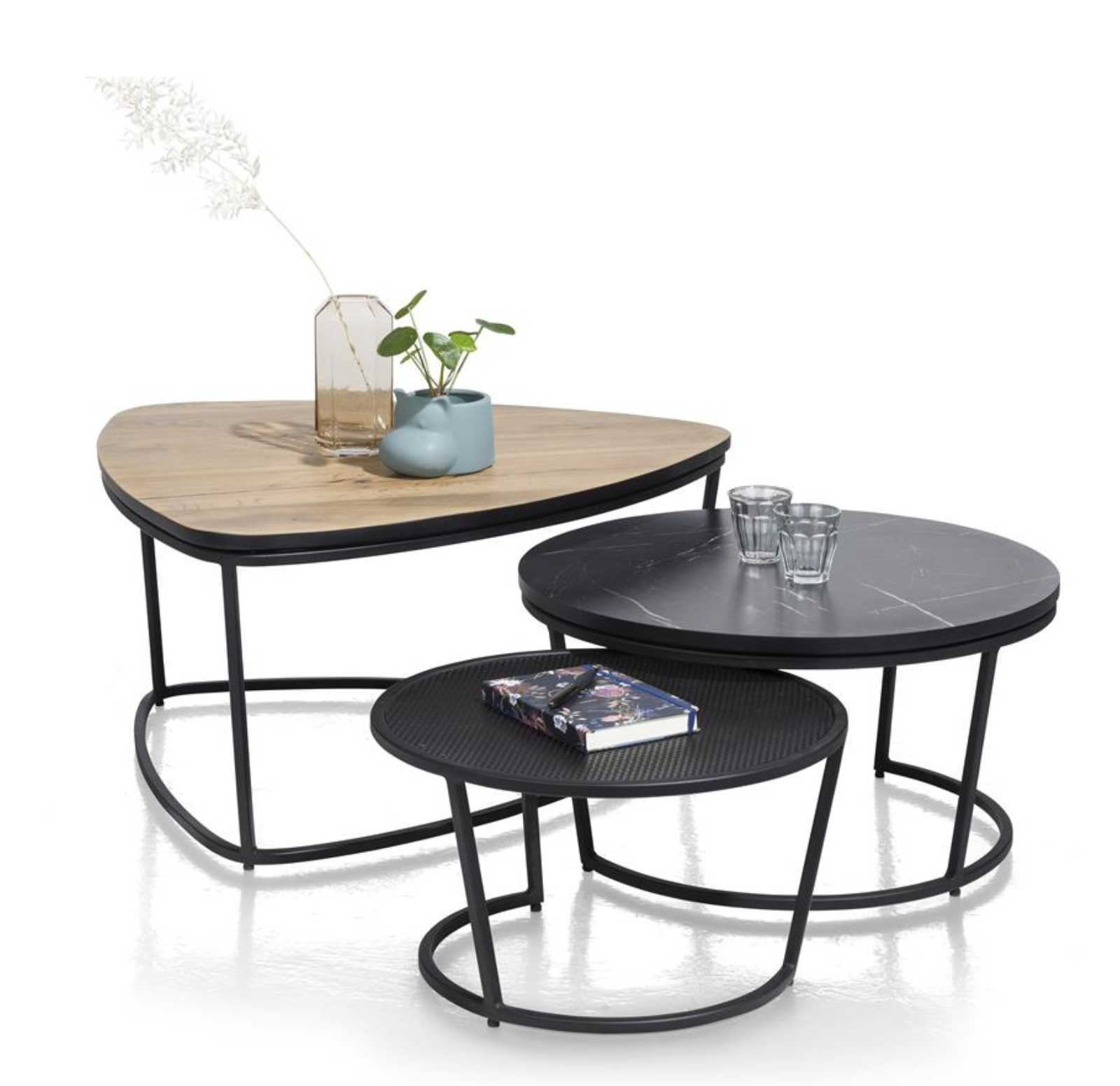 Habufa City Small Coffee /Side Tables in Oak and Metal