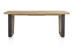 Habufa Metalox Extending Oak Dining Tables-Dining Tables-Habufa-160 cms EXT-U shape metal legs wood insert-Straight edge-Against The Grain Furniture