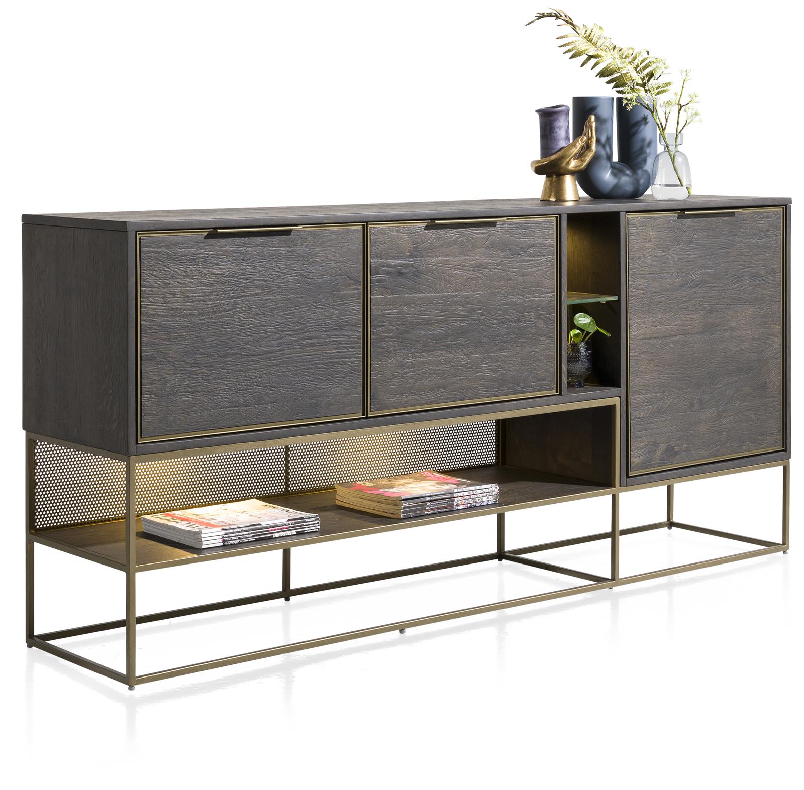 Habufa City Sideboards in Carbon Coloured Oak and Metal-sideboards-Habufa-160cm-Carbon Stained Oak-Against The Grain Furniture