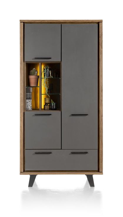 Habufa Cubo Tall Cabinet in Smoked Oak and Grey