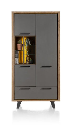 Habufa Cubo Tall Cabinet in Smoked Oak and Grey