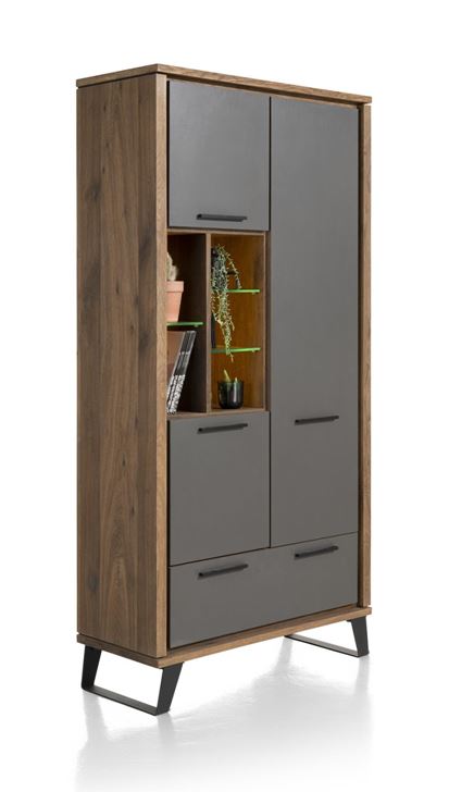 Habufa Cubo Tall Cabinet in Smoked Oak and Grey