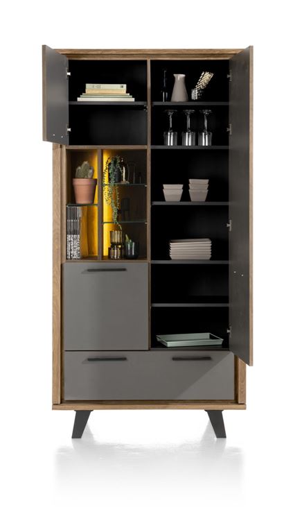 Habufa Cubo Tall Cabinet in Smoked Oak and Grey