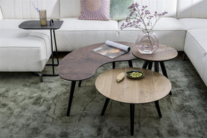 Habufa Maze Smoked Oak Side and Coffee Tables in Different Sizes-Coffee and side table-Habufa-40 cm round-32 cms High-Against The Grain Furniture