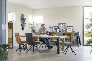 [Habufa_Cleveland]-Dining Tables-Habufa-160 cms EXT-U shape metal legs-Wavy edge-Against The Grain Furniture