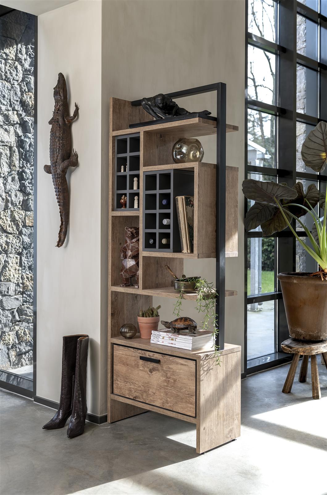 Habufa Pavarotti Rustic Room Divider Bookcase