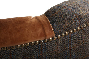 Kensington Harris Tweed and Leather Accent Chair.-harris tweed accent chairs-Against The Grain Furniture-Chair-Against The Grain Furniture