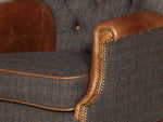 Kensington Harris Tweed and Leather Accent Chair