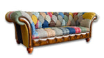 Cotswold Tweed and Leather Patchwork Sofa-PATCHWORK SOFAS-Oswald and Pablo-3 Seater-Against The Grain Furniture