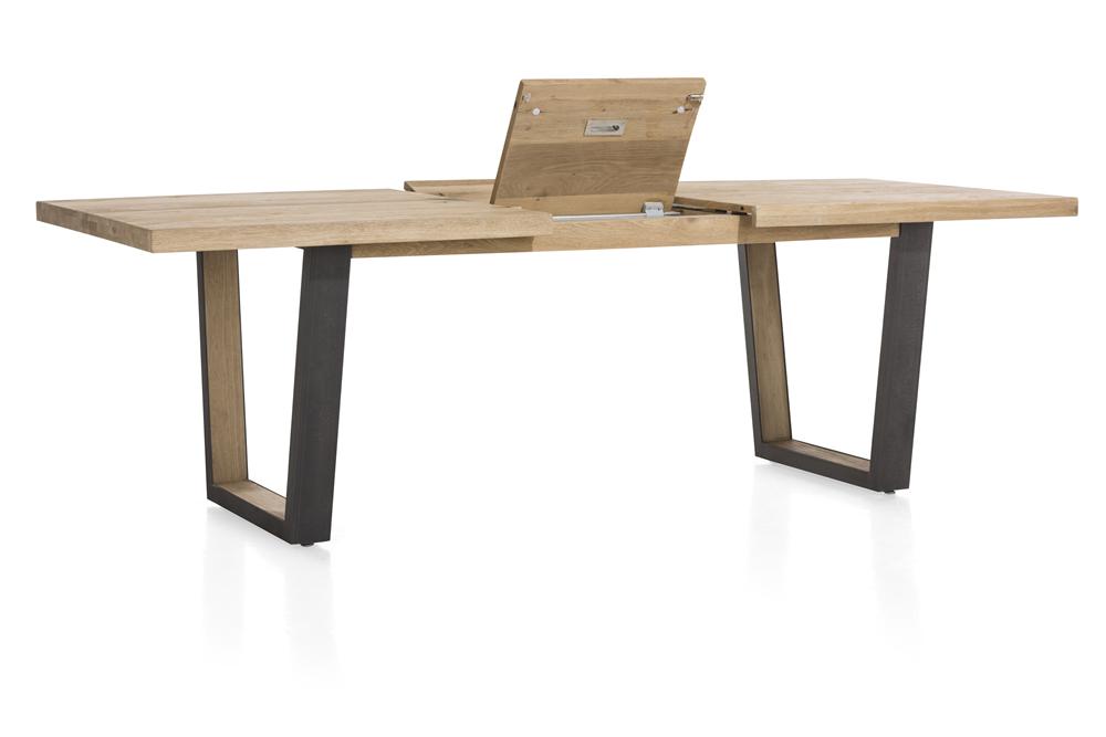 Habufa Metalox Extending Oak Dining Tables-Dining Tables-Habufa-160 cms EXT-U shape metal legs wood insert-Wavy edge-Against The Grain Furniture