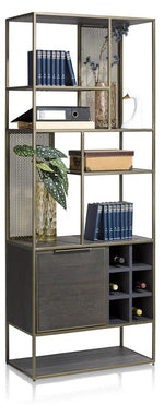 Habufa City Bookcases in Carbon Oak and Metal-Bookcases-Habufa-Carbon Stained Oak-Against The Grain Furniture