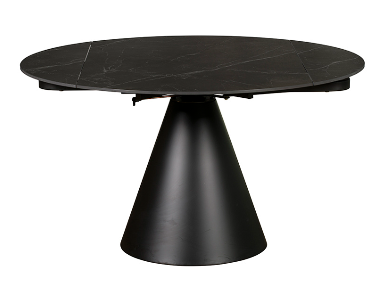 Baker Black Sintered Stone Round Extending Dining Table