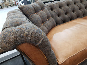 Granby Harris Tweed and Leather Footstools.-harris tweed footstool-Carlton Vintage-Against The Grain Furniture