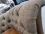 Granby Harris Tweed and Leather Curved Sofa.-harris tweed sofas-Carlton Vintage-Against The Grain Furniture