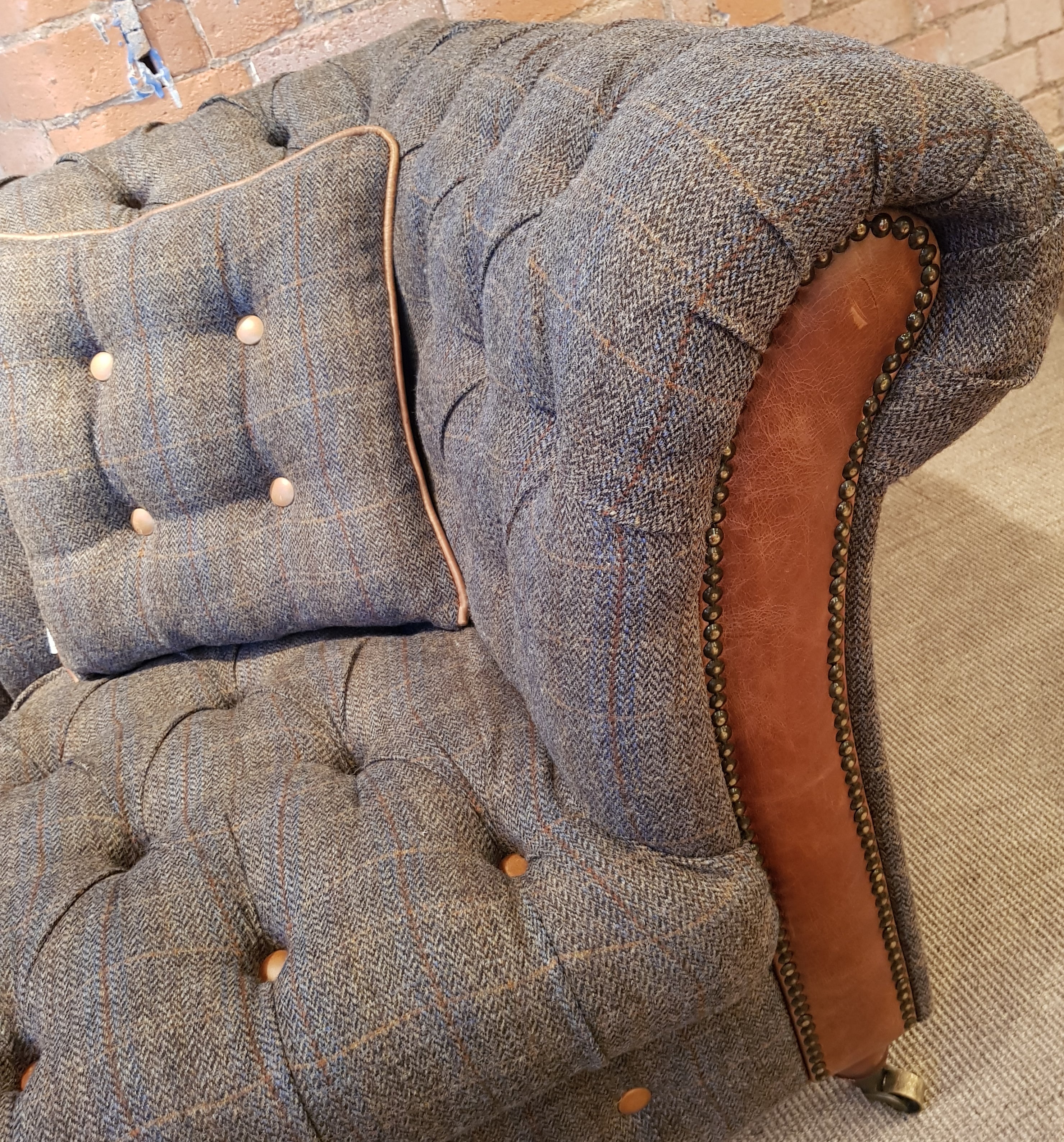 Chester Club Harris Tweed and Leather Chair.-harris tweed armchairs-Carlton Vintage-Against The Grain Furniture