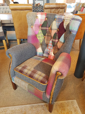 Barnard  Harris Tweed and Leather Patchwork Chair