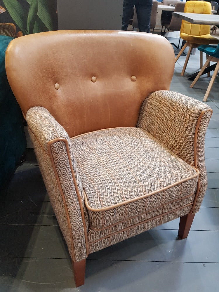 Elston Harris Tweed and Leather Chair