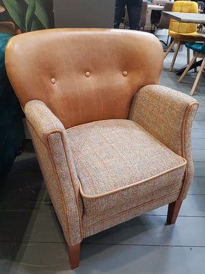 Vintage Sofa Company Elston Harris Tweed and Leather Chair-harris tweed chairs-Carlton Vintage-Against The Grain Furniture