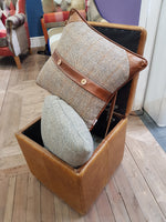 Harris Tweed and Leather Storage Footstools