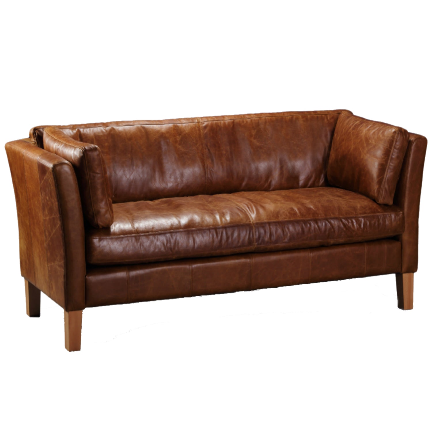 Barkby Full Aniline Leather Sofas-harris tweed leather sofas-Against The Grain Furniture-2 Seater-Against The Grain Furniture