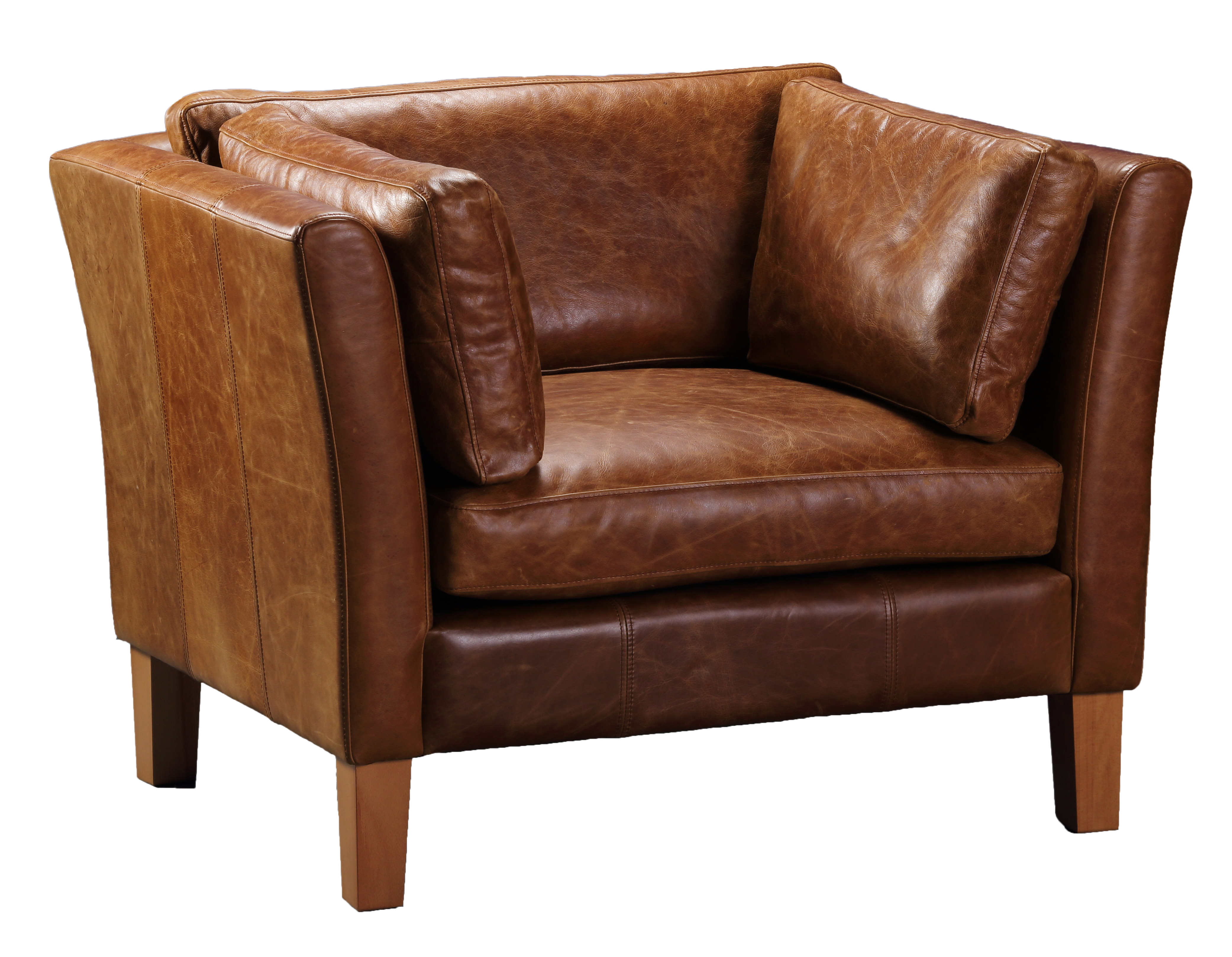 Barkby Full Aniline Leather Sofas-harris tweed leather sofas-Against The Grain Furniture-Chair-Against The Grain Furniture