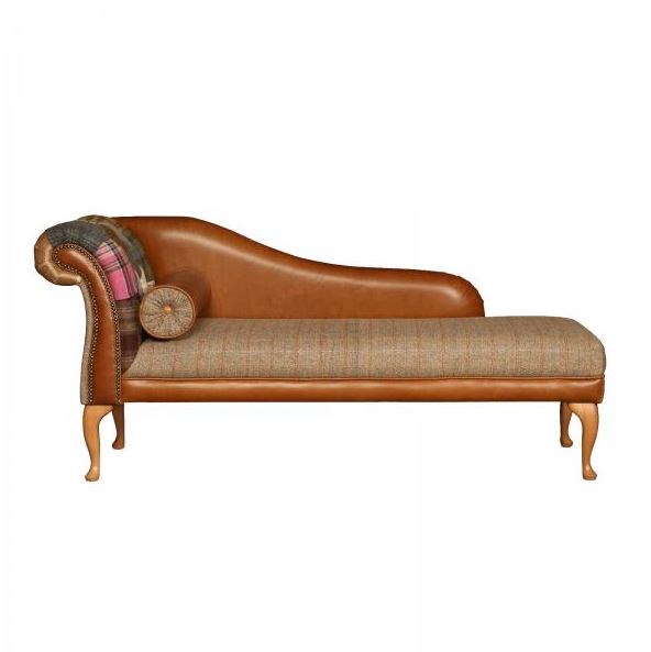 [Chaise Longue]-[Harris Tweed]-[Harris Tweed Chaise]-Patchwork LHF Chaise-Against The Grain Furniture