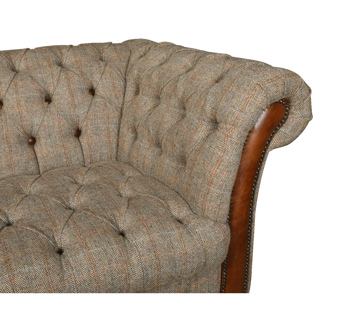 Chester Club Harris Tweed and Leather Chair.-harris tweed armchairs-Carlton Vintage-Chair-Hunters Lodge-Against The Grain Furniture