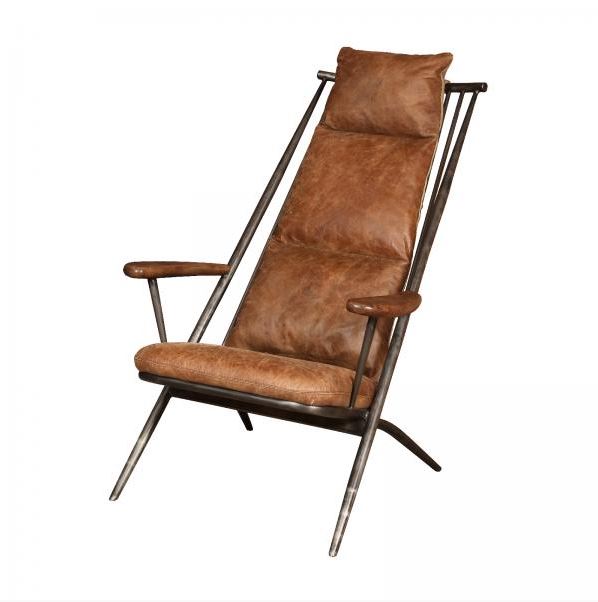 Ely Retro Leather and Wool Chair