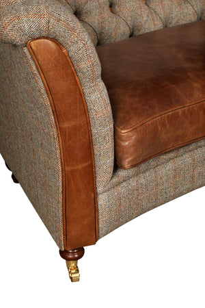 Granby Harris Tweed and Leather Chairs.-harris tweed chairs-Carlton Vintage-Chair-Hunters Lodge-Against The Grain Furniture