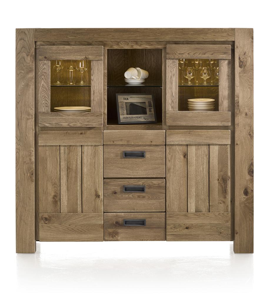 Habufa Bespoke Santorini Oak Highboard Display Cabinet in Four Colours-display cabinet-Habufa-Castle Sand-Against The Grain Furniture