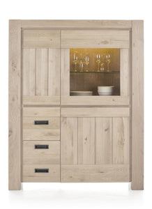 Habufa Bespoke Santorini Oak Midsize Highboard in Four Colours-Storage display cabinets-Habufa-Castle White-Against The Grain Furniture