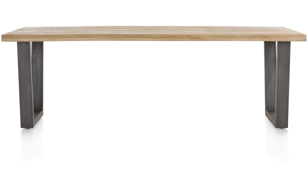 Habufa Metalox Fixed Top Oak Dining Tables-Dining Tables-Habufa-170 cms-U shape metal legs-Wavy edge-Against The Grain Furniture