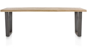 Habufa Metalox Fixed Top Oak Dining Tables-Dining Tables-Habufa-170 cms-U shape metal legs-Wavy edge-Against The Grain Furniture