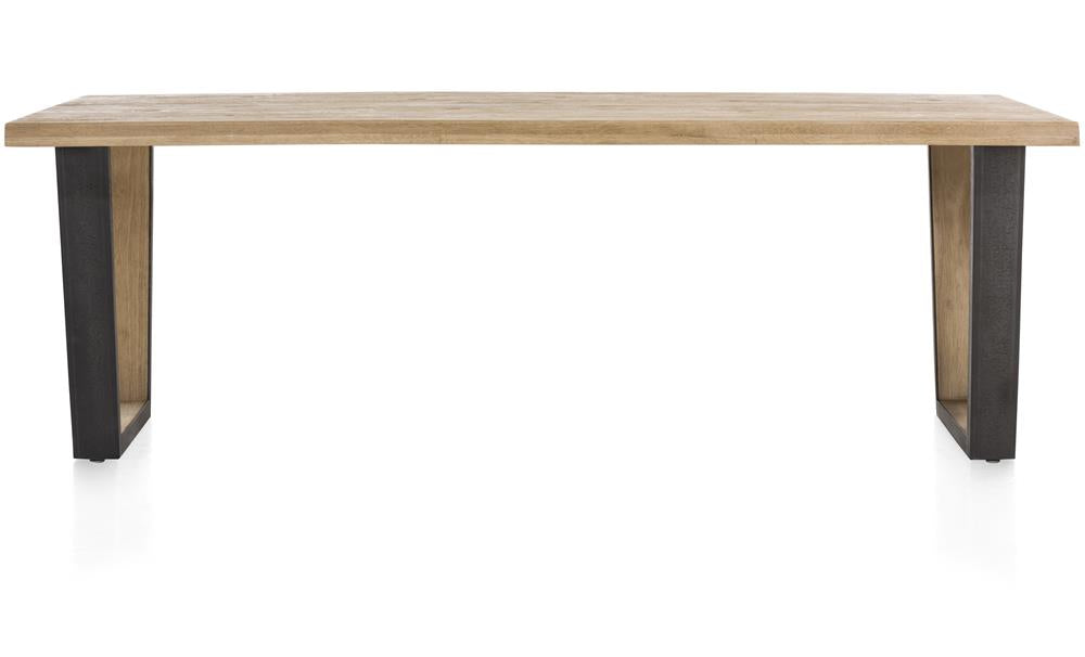 Habufa Metalox Fixed Top Oak Dining Tables-Dining Tables-Habufa-250 cms-U shape metal legs wood insert-Wavy edge-Against The Grain Furniture