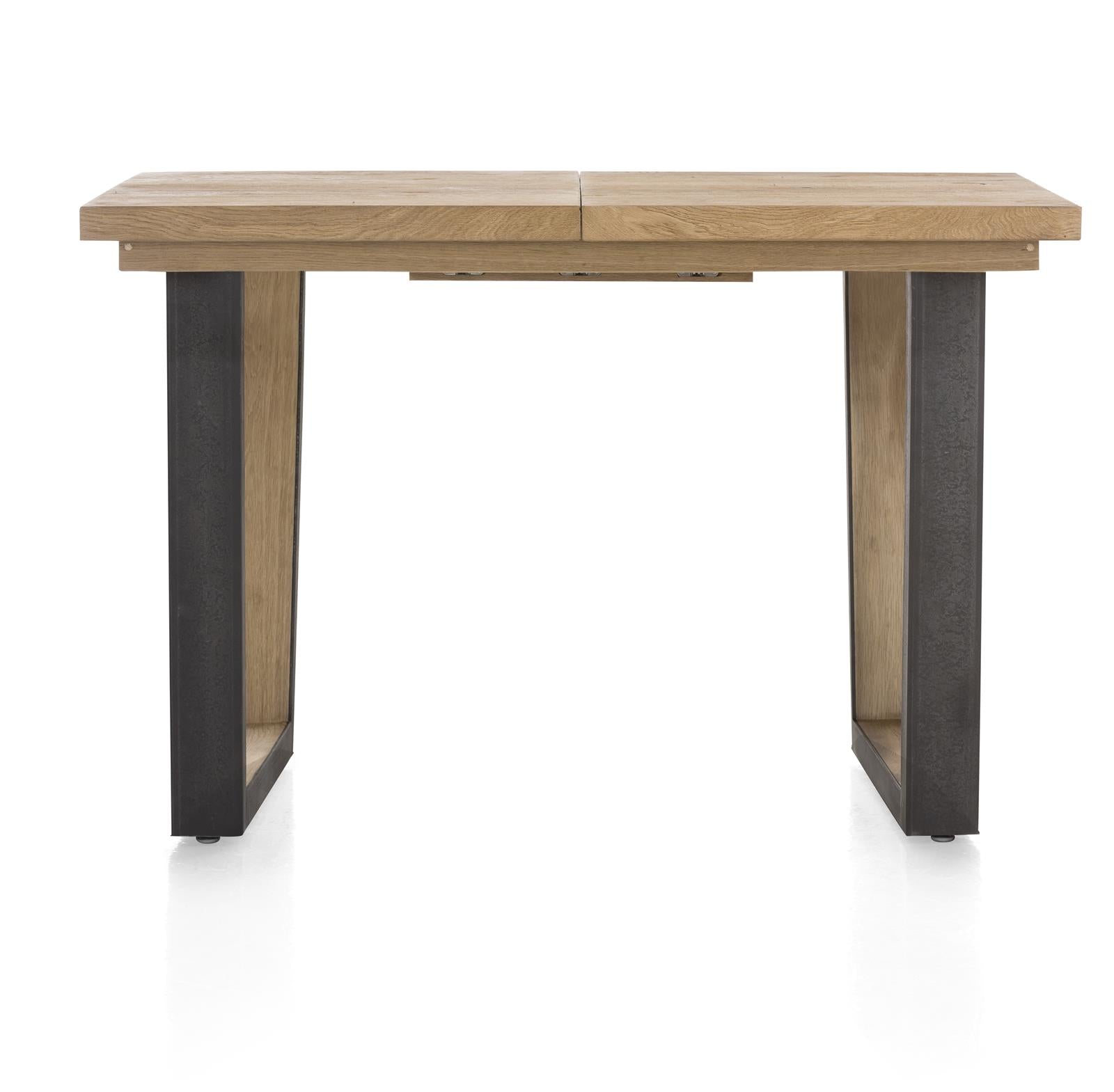 [Habufa_Cleveland]-Dining Tables-Habufa-140 x 90 cms ext:-U shape metal legs wood insert-Straight edge-Against The Grain Furniture