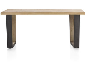 Habufa Metalox Fixed Top Oak Dining Tables-Dining Tables-Habufa-170 cms-U shape metal legs wood insert-Wavy edge-Against The Grain Furniture