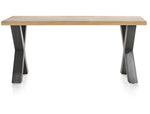 Habufa Metalox Fixed Top Oak Dining Tables-Dining Tables-Habufa-170 cms-X shape metal legs-Wavy edge-Against The Grain Furniture