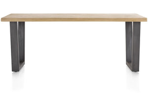 Habufa Metalox Fixed Top Oak Dining Tables-Dining Tables-Habufa-200 cms-U shape metal legs-Wavy edge-Against The Grain Furniture