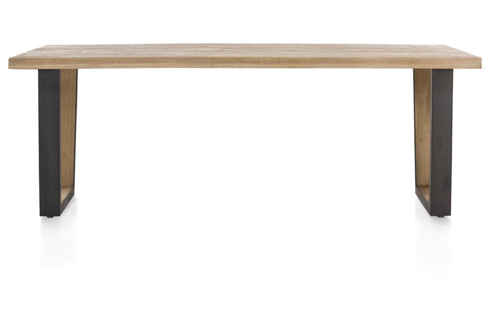Habufa Metalox Fixed Top Oak Dining Tables-Dining Tables-Habufa-230 cms-U shape metal legs wood insert-Wavy edge-Against The Grain Furniture