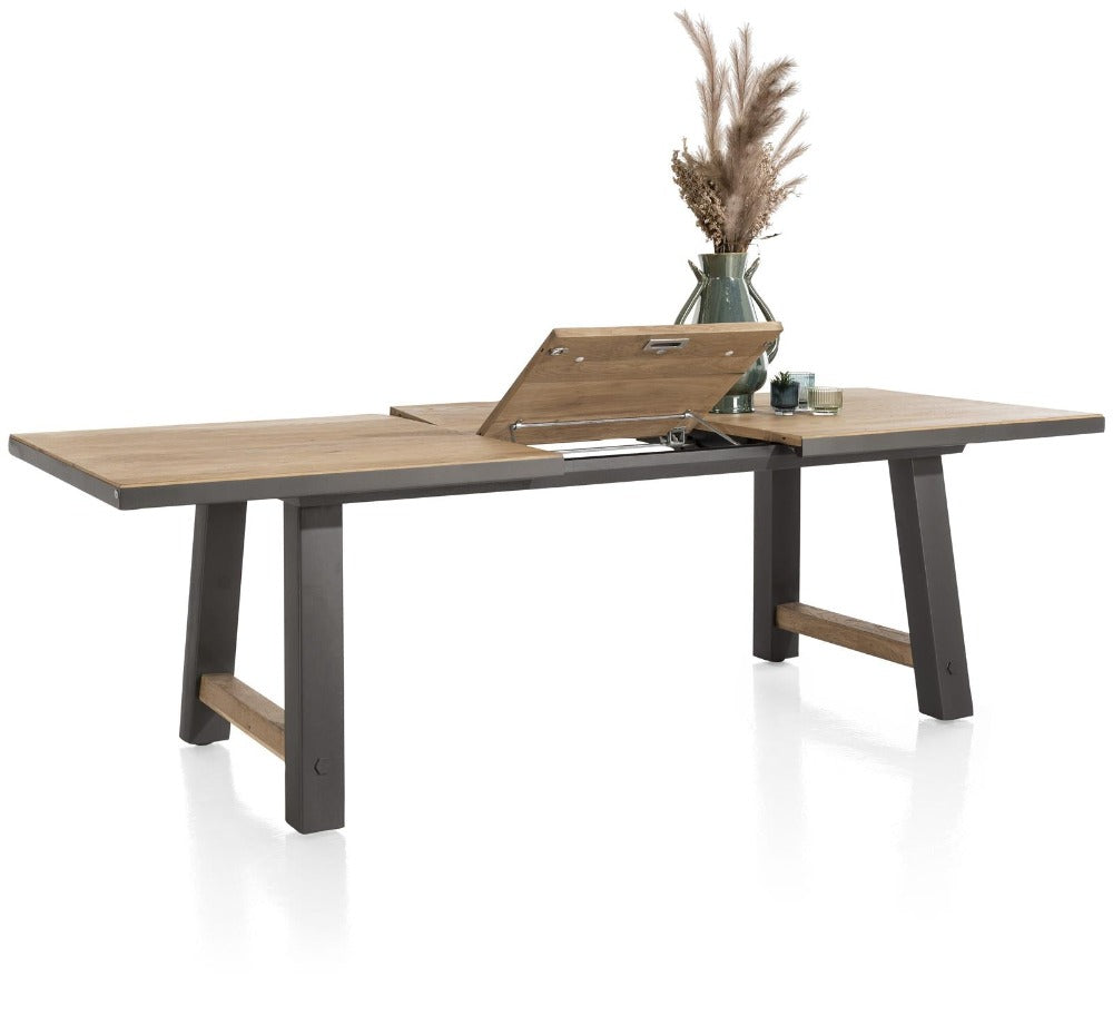 Habufa Farmer and Farmland Oak and Metal Tables-Dining and bar Tables-Habufa-1.90 Extending Table-Against The Grain Furniture