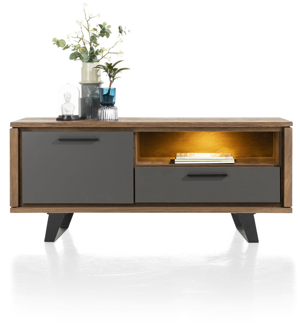 Habufa Cubo TV Lowboards in Smoked Oak and Grey